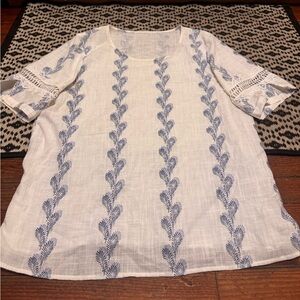 Chic Nation White and Blue Swim Coverup